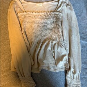 Altar'd State Cream Smocked Blouse